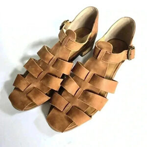 Lucky Brand Gladiator woven Brown Leather Sandals Sz 7 or 37.5